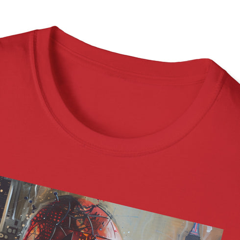 Charcoal cotton crew neck T-shirt with vibrant Spider-Man painting design