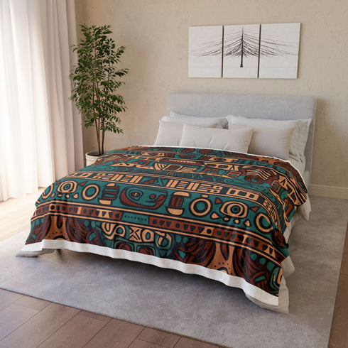 Bohemian Aztec Geometric Plush Fleece Throw Blanket – Prints With Passion (View 12)