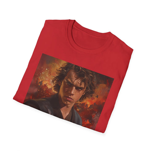 Charcoal cotton T-shirt featuring Anakin Skywalker's vibrant portrait and captivating journey