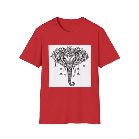 Mandala elephant graphic on charcoal unisex t-shirt for inner peace seekers.