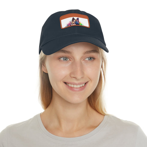 White German Shepherd PupPrint baseball cap with rectangle patch.