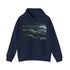 Navy Stormy Seas Fury Hoodie with ocean storm design.