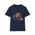 Charcoal pirate legend t-shirt in vivid neon colors.