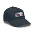 White cotton baseball cap featuring Norwegian flag patch.
