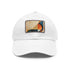 Geometric white cotton baseball hat with light brown patch.