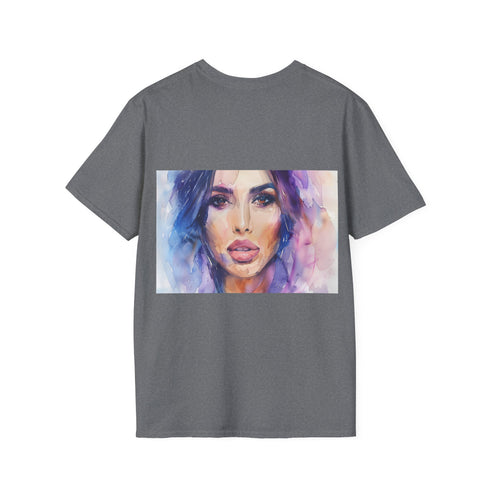Charcoal watercolor t-shirt with crew neck and regular fit for summer