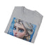 Icy charcoal T-shirt with vibrant Elsa Frozen portrait in soft cotton