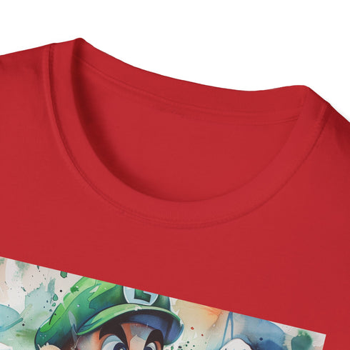 Charcoal cotton T-shirt featuring Luigi with Poltergust 5000 design