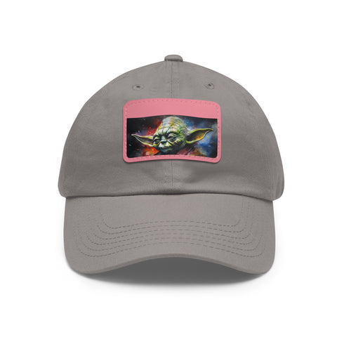 Neon watercolor Galactic Master hat with Yoda design on white patch.