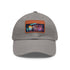 Colorful neon watercolor splash baseball cap with light brown rectangle patch.