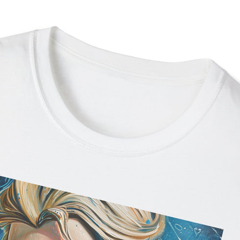 Charcoal crew neck T-shirt with vibrant Elsa portrait and soft cotton touch