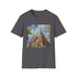 Charcoal cotton T-shirt with watercolor Chrysler Building skyscraper design