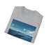 Charcoal whale graphic crew neck cotton t-shirt summer essential.
