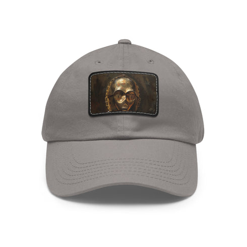 Galactic Gold Protocol Droid Baseball Cap in White with Light Brown Patch