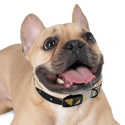 Abstract art deco patterned dog collar in black onyx, size M.