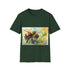 Bumblebee watercolor tee: vibrant nature-themed shirt in charcoal, size S.