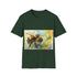 Charcoal cotton t-shirt with vibrant bumblebee watercolor design for summer