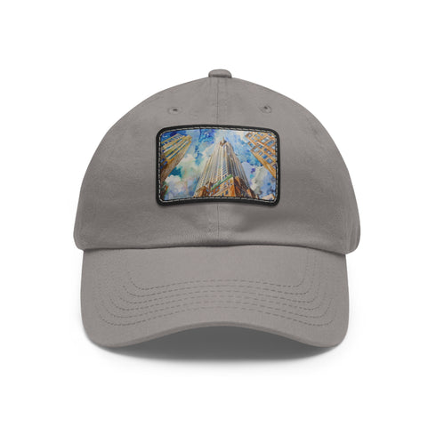 Chrysler Skyline Watercolor Cap in White with Light Brown patch.