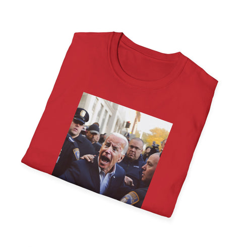 Charcoal crew neck cotton tee with watercolor Joe Biden portrait design