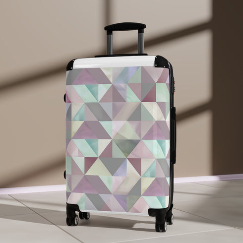 Chic pastel geometric small black suitcase for travel accessories.