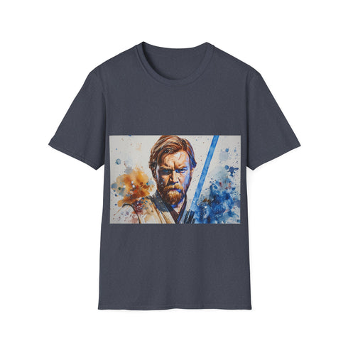 Charcoal blue lightsaber tee, cotton crew neck style for Star Wars fans.