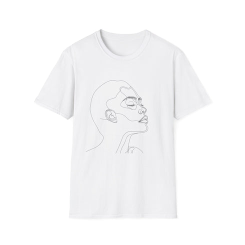 Minimalist Charcoal Face Art T-Shirt in Small Size, Soft Cotton Fabric