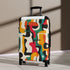 Abstract Adventure Suitcase Set in Small Black - Bright Geometric Pattern.