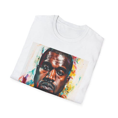 Charcoal cotton T-shirt with dynamic Kanye West portrait and a regular fit
