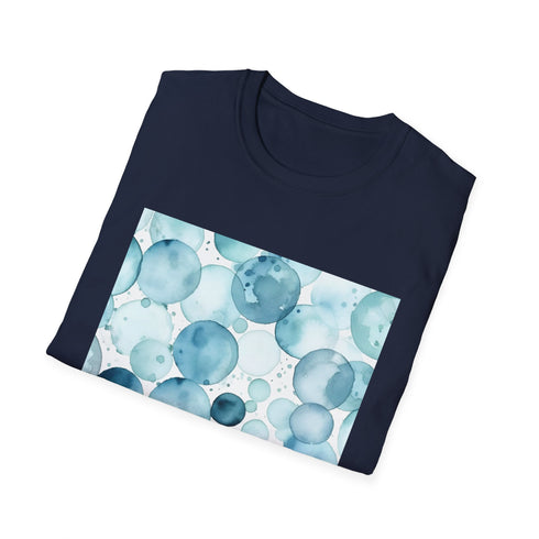 Charcoal cotton T-shirt with mesmerizing ice blue watercolor eyes pattern