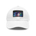 Bright watercolor Elon Musk baseball cap with light brown patch.