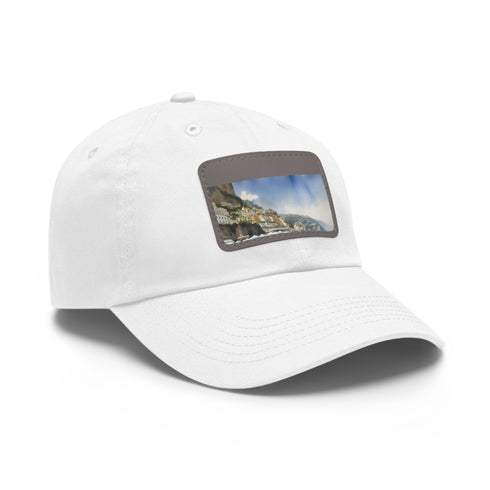 Amalfi Coast Dreams Baseball Cap in White with Light Brown Patch