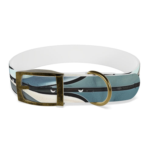 Stylish black onyx artisan tile dog collar for medium dogs.