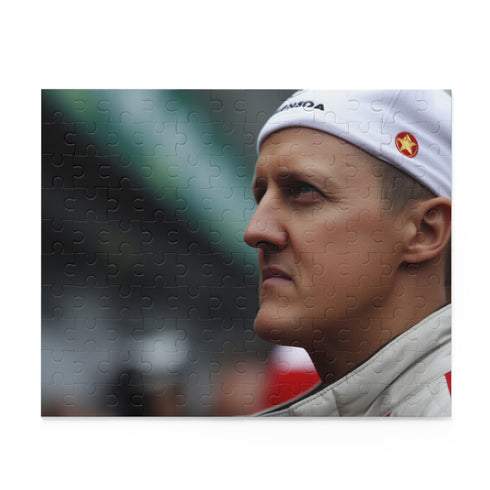 Michael Schumacher jigsaw puzzle featuring iconic Formula 1 moments.