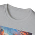 Charcoal crew neck T-shirt with ethereal El Nido sunset painting design