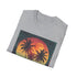 Palm Paradise Retro Sunset Escape Charcoal Crew Neck Tshirt.