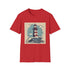 Charcoal cotton T-shirt with hand-drawn lighthouse graphic symbolizing resilience
