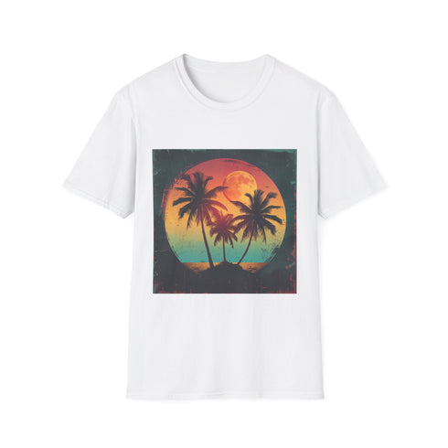 California Outrun Retro Sunset Palms Graphic Unisex Softstyle T-Shirt