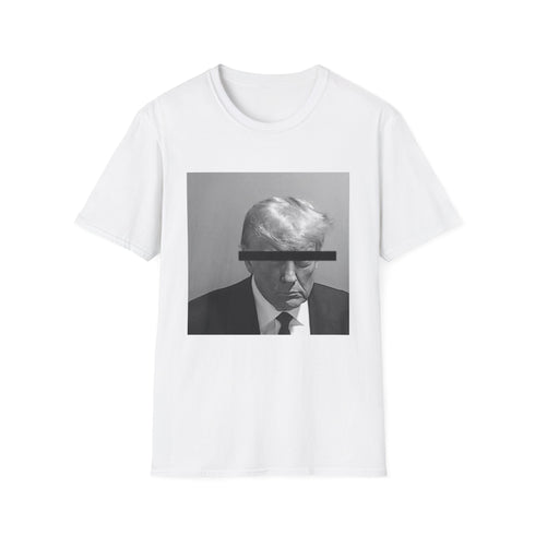 Charcoal cotton crew neck t-shirt featuring stylized Donald Trump business portrait