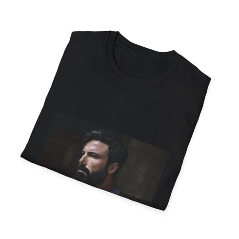 Charcoal cotton crew neck T-shirt with Ben Affleck inspired graphic