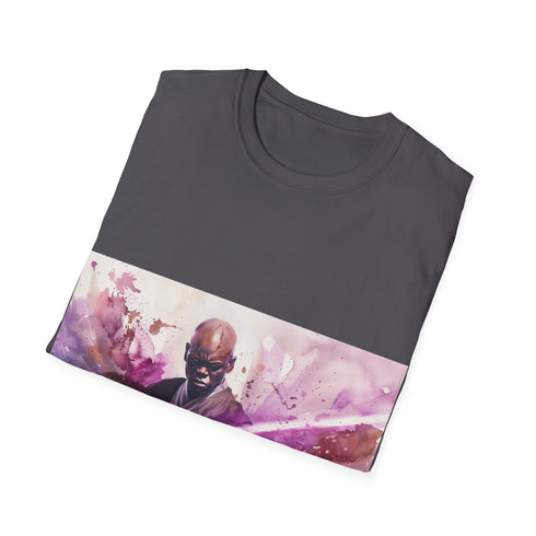 Purple lightsaber tee featuring Mace Windu, perfect for Star Wars fans.