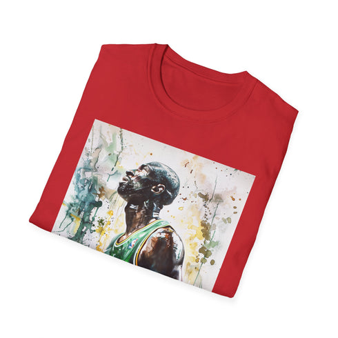 Charcoal crew neck cotton t-shirt with Kevin Garnett basketball graphic