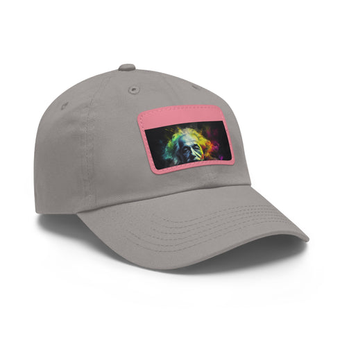 Genius Vision Neon Baseball Cap, White with Light Brown Rectangle Patch