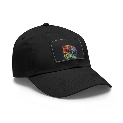 Vibrant watercolor neon baseball cap with unique rectangle patch.