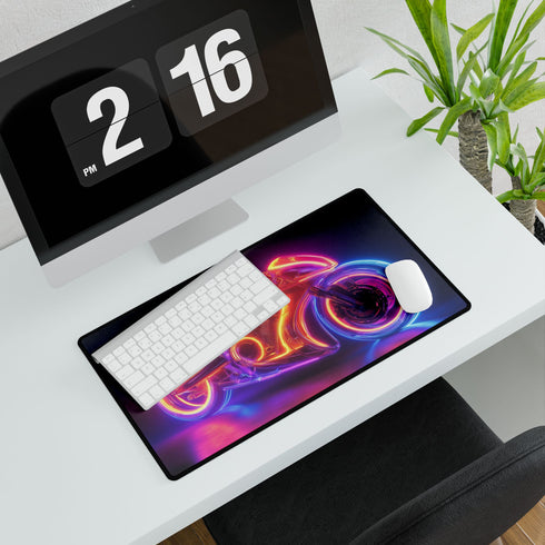 Retro Motorcycle with Neon Trail Gaming XXL Extended Desk Mat