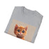 Charcoal cute cat cartoon T-shirt, regular fit, crew neck, summer pick.