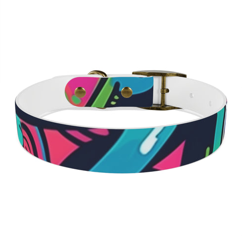 Neon Urban Graffiti Dog Collar in Medium Black Onyx Design