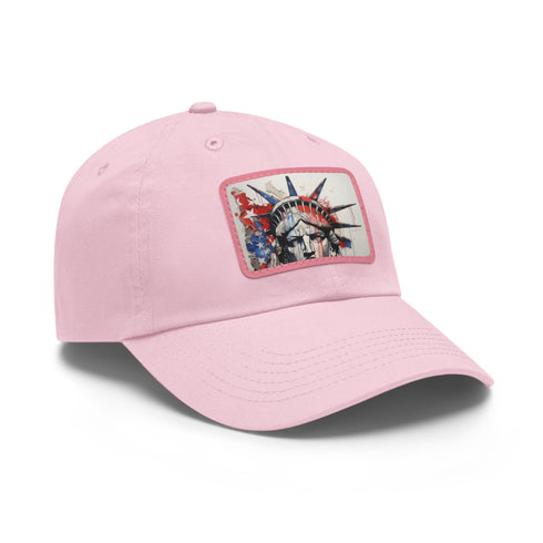 Patriotic American flag baseball cap with unique line drawing splash design.