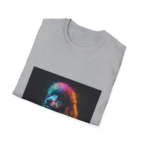 Watercolor poodle t-shirt, charcoal, regular fit, playful design.