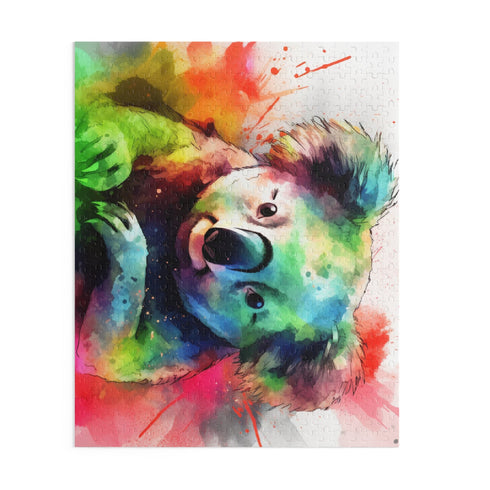 Vibrant watercolor Koala puzzle for animal lovers and enthusiasts.
