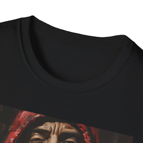 Charcoal cotton T-shirt featuring vibrant Eminem portrait with bold brushstrokes